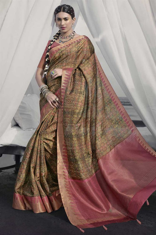 Festive Look Art Silk Fabric Multi Color Intricate Printed Work Saree