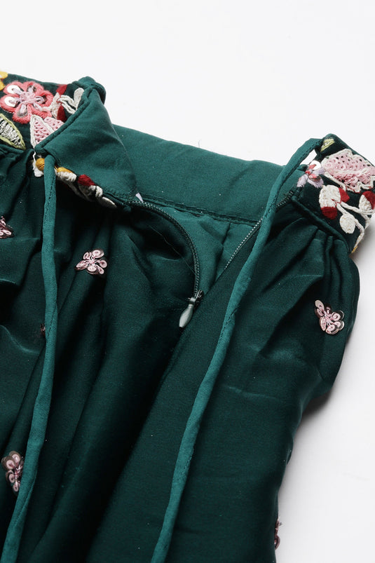 Georgette Fabric Green Designer 3 Piece Lehenga Choli With Sequins Work Designs