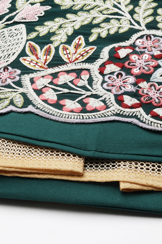 Georgette Fabric Green Designer 3 Piece Lehenga Choli With Sequins Work Designs