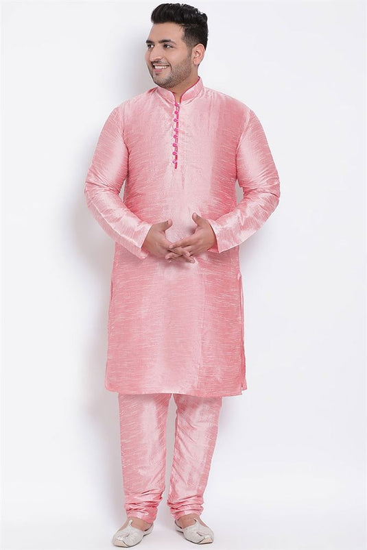Dhupion Silk Fabric Pink Color Superior Plus Size Kurta Pyjama