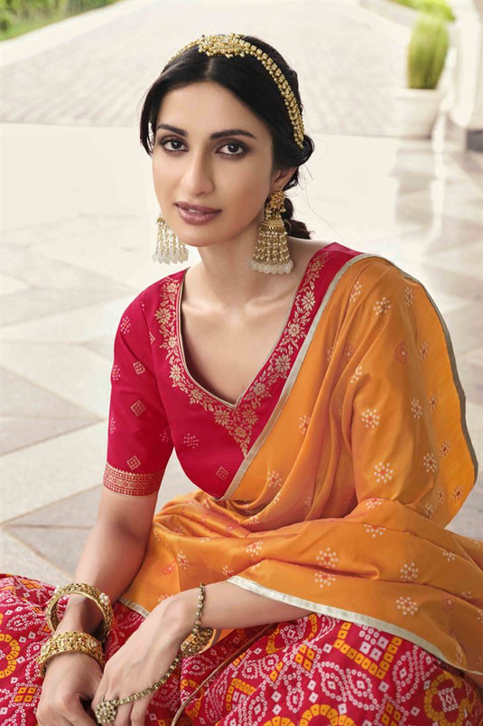 Red Color Art Silk Fabric Function Wear Weaving Work Banarasi Style Lehenga