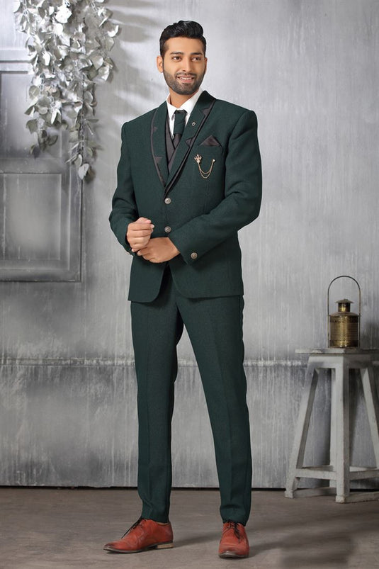Enriching Dark Green Color Fancy Fabric Coat Suit