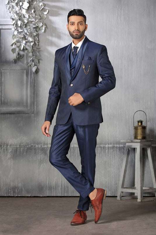 Blue Color Rayon Fabric Special Coat Suit