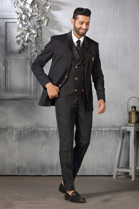 Cotton Fabric Black Color Pleasance Coat Suit