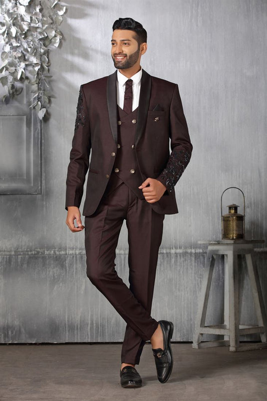 Rayon Fabric Maroon Color Excellent Coat Suit