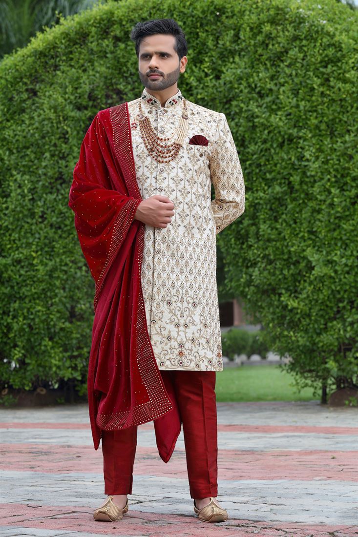 Cream sherwani best sale