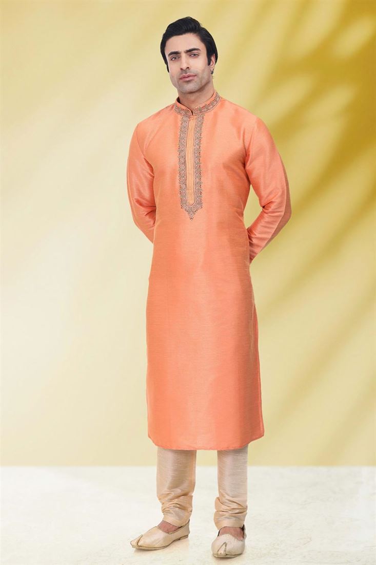 Peach color kurta discount pajama