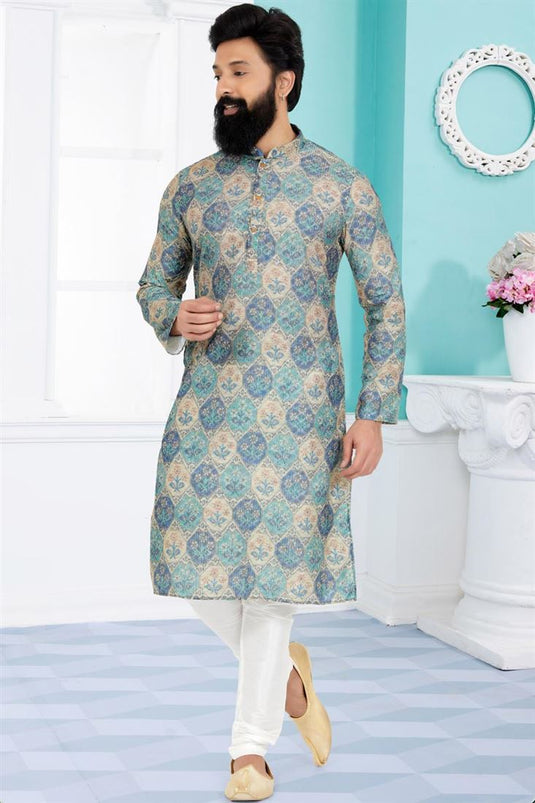 Sangeet Wear Readymade Printed Kurta Pyjama For Men In Fancy Multi Col