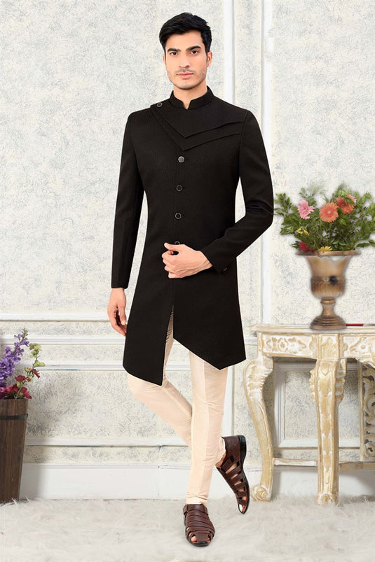 Black Jacquard Indo Western for the Bold and Confident Men