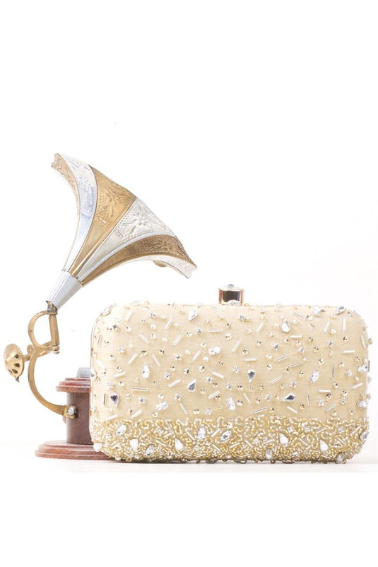 Incredible Embroidered Work On Beige Color Clutch Purses