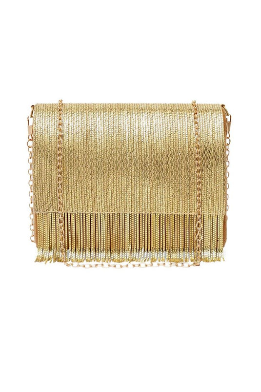 Stunning Hand Work Art Silk Golden Color Clutch For Party