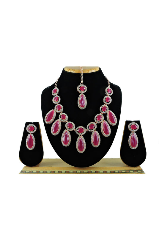 Classic Rani Stone Necklace Set With Earrings