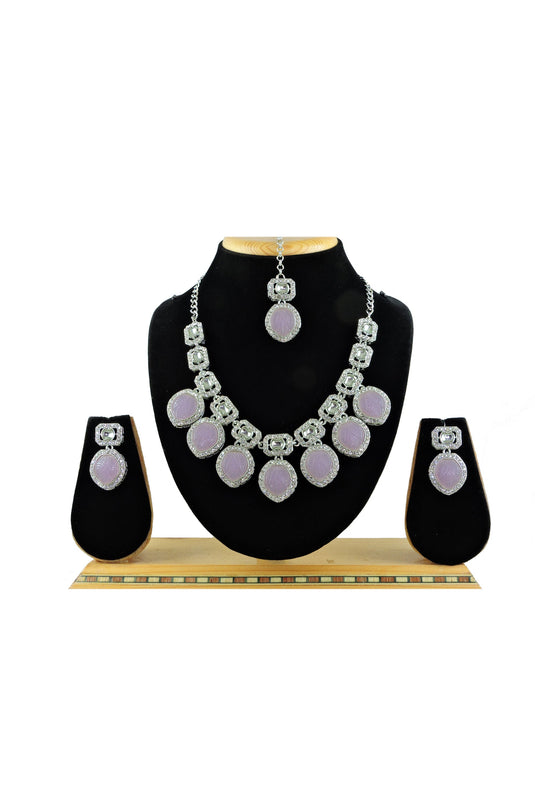 Alloy Material Stone Necklace Set With Earrings