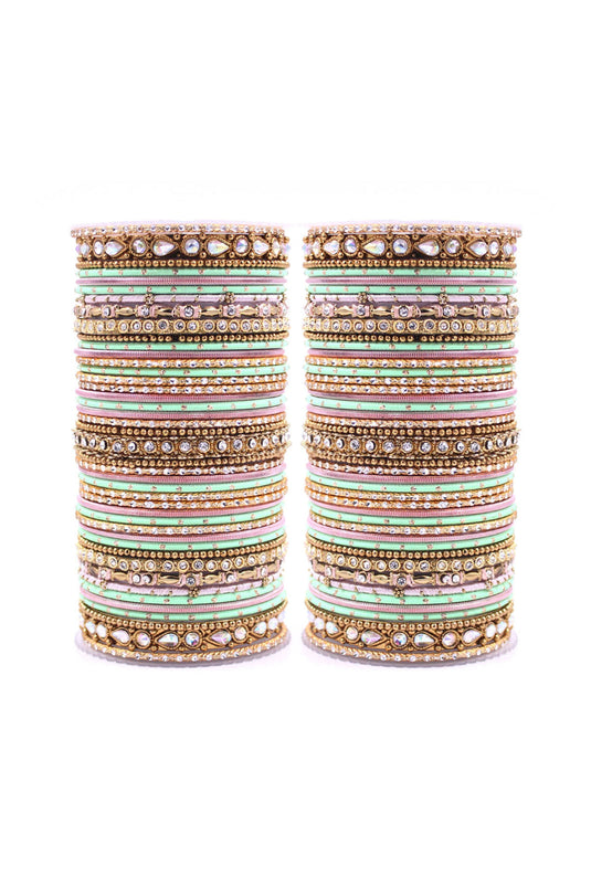 Alluring Alloy Material Multi Color Stone Style Bangle Set