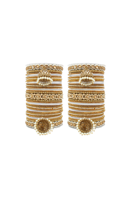 Function Special Silver Alloy Material Bangle Set With Kundan Jhumki