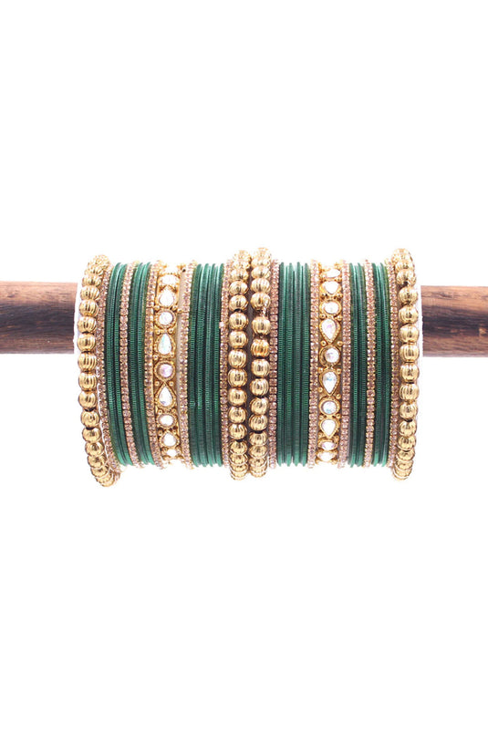 Alloy Material Dark Green Color Phenomenal Ethnic Bangle Set