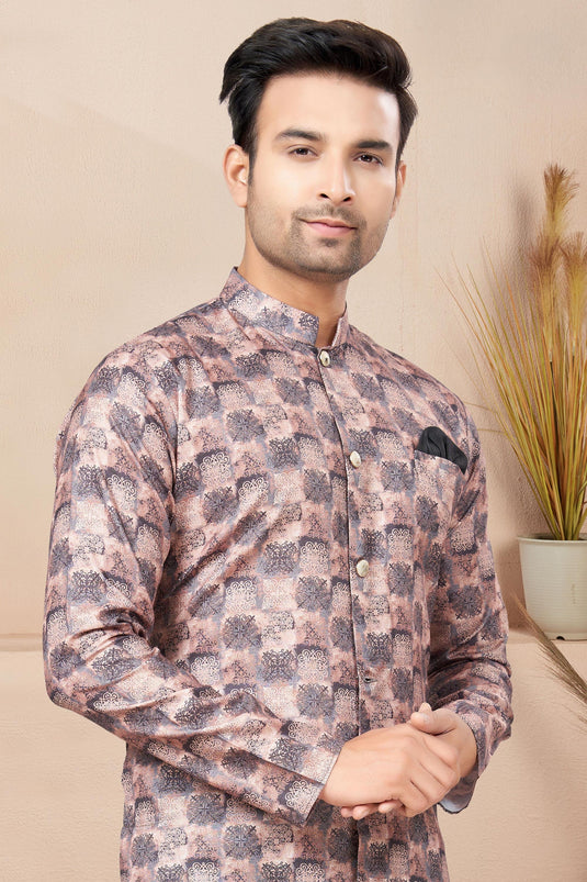 Cotton Fabric Multi Color Printed Trendy Readymade Men Indo Western