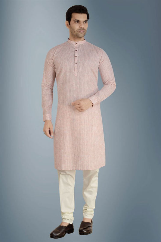 Function Wear Pink Color Ethnic Style Kurta Pyjama In Cotton Fabric