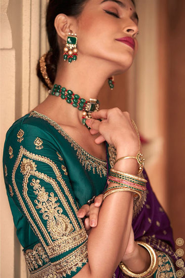 Dola Silk Fabric Weaving Work Saree In Purple Color