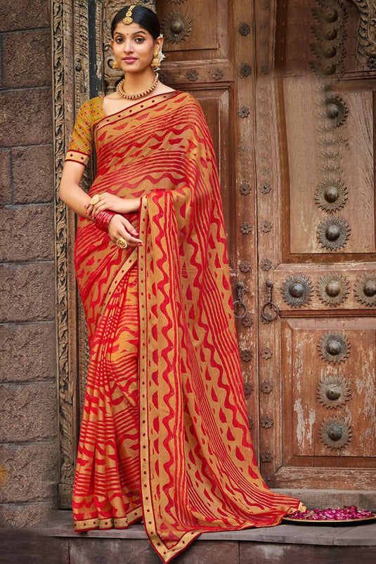 Chiffon Fabric Imposing Casual Printed Saree In Multi Color