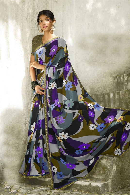 Georgette Fabric Multi Color Amazing Printed Saree