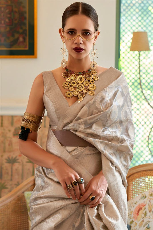 Kalki Koechlin Tissue Fabric Beguiling Handloom Weaving Saree In Multi Color