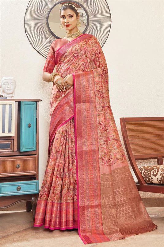 Tempting Multi Color Digital Printed Saree In Art Silk Fabric