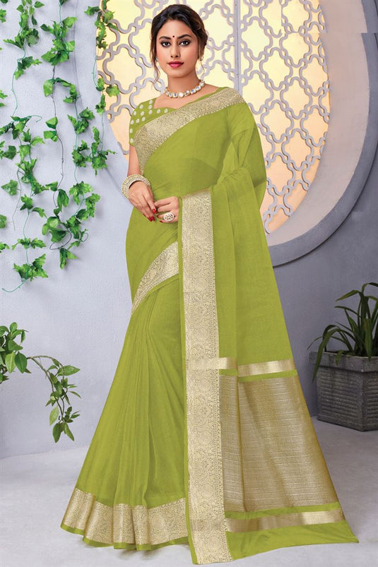 Olive Color Festival Look Blazing Organza Saree