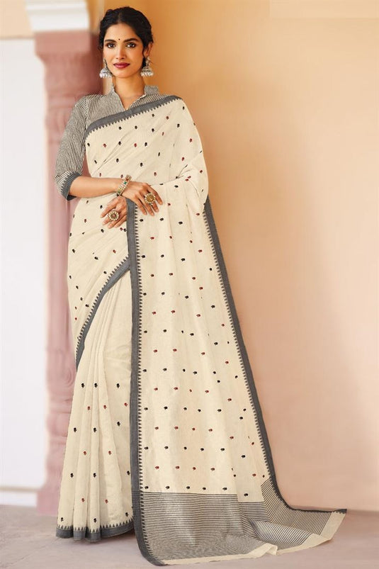 Vartika Singh Blazing Beige Color Art Silk Fabric Printed Embroidered Saree