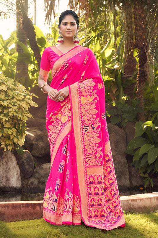 Superior Magenta Color Festive Wear Art Silk Saree