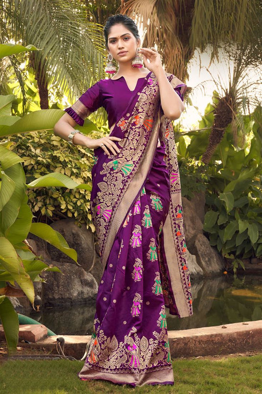 Fascinate Festive Wear Art Silk Purple Color Saree