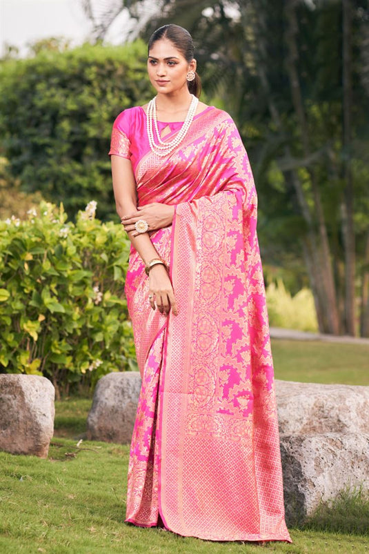 Incredible Magenta Color Festive Look Art Silk Saree