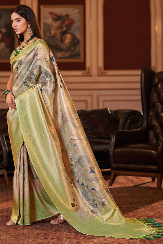 Attractive Multi Color Jacquard Fabric Digital Printed Saree