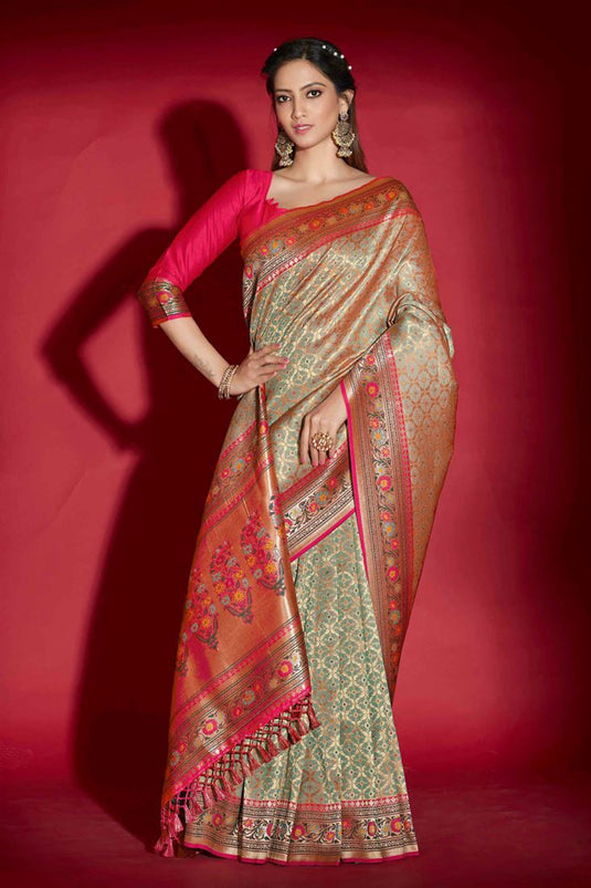 Silk Fabric Multi Color Enticing Saree For Function