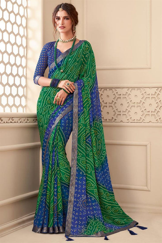 Vartika Singh Chiffon Blue Color Contemporary Style Saree