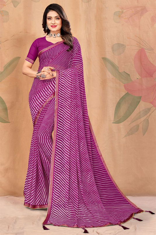 Mesmeric Purple Color Casual Look Saree In Chiffon Fabric