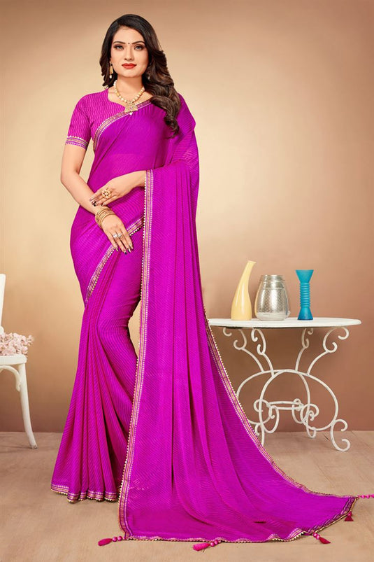 Magenta Color Fantastic Casual Wear Chiffon Light Weight Saree