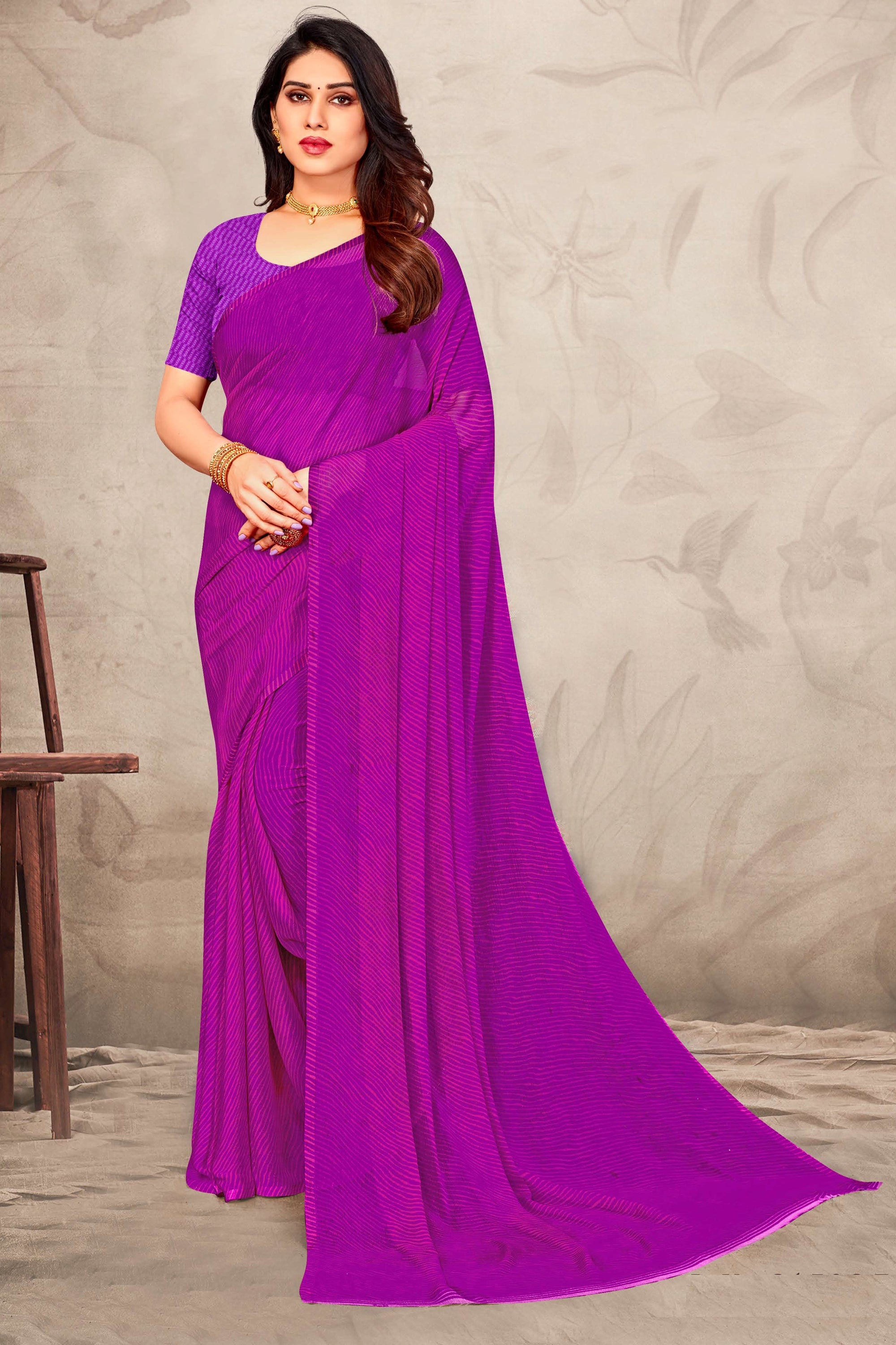 New Designer Embroidered Purple Colour Saree for Wedding