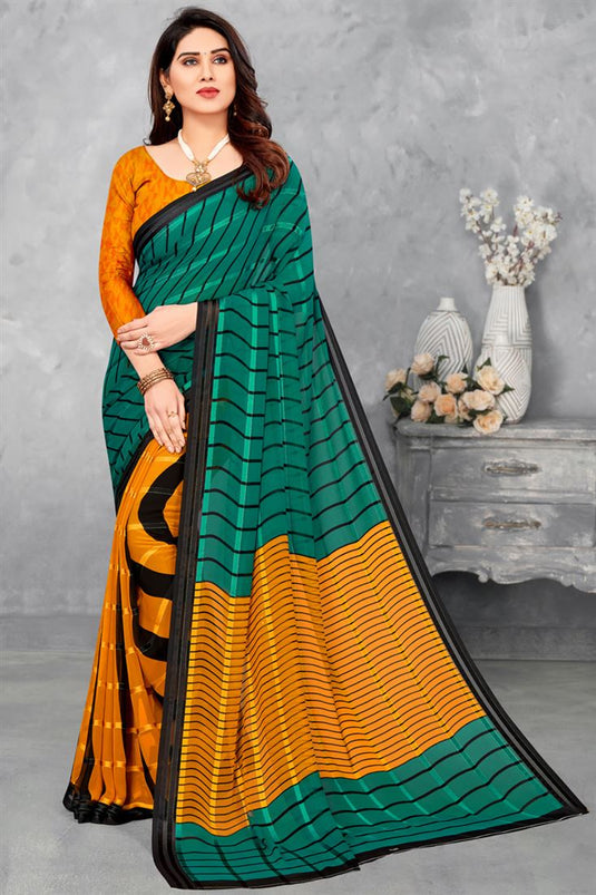 Incredible Georgette Fabric Mustard Color Saree