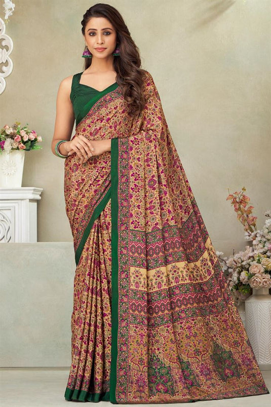 Multi Color Glamorous Casual Wear Crepe Silk Saree