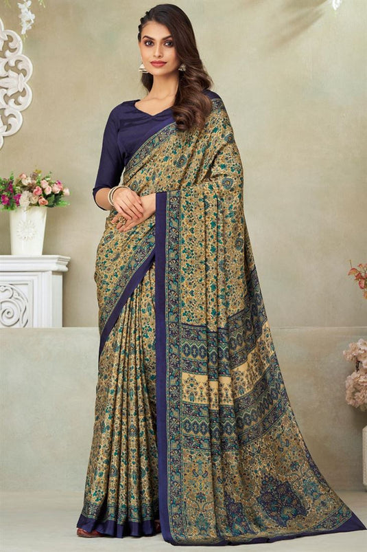 Multi Color Exquisite Casual Look Crepe Silk Saree