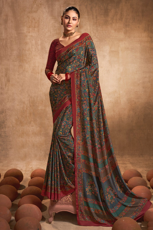 Georgette Casual Fancy Printed Saree at Rs 495 in Surat | ID: 12809417955