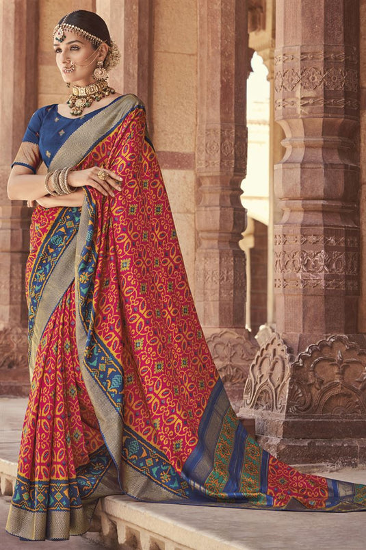 Patola Silk Red Color Princely Printed Saree