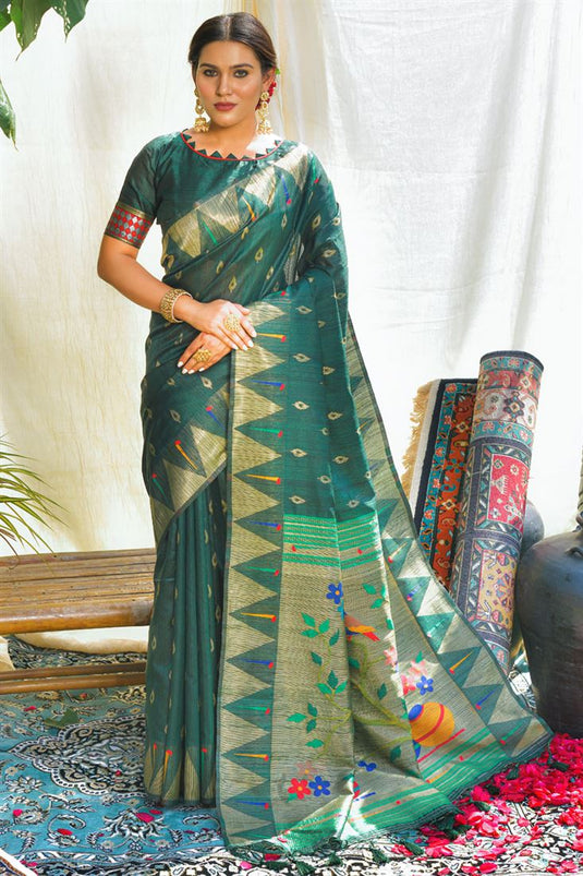 Kimora Gorgeous Lawn Green Paithani Saree – Kimora Fashion Pvt Ltd