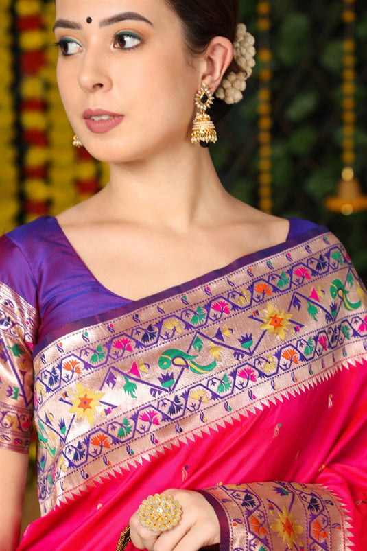 Rani Pink Paithani Saree – Ek Dhaga