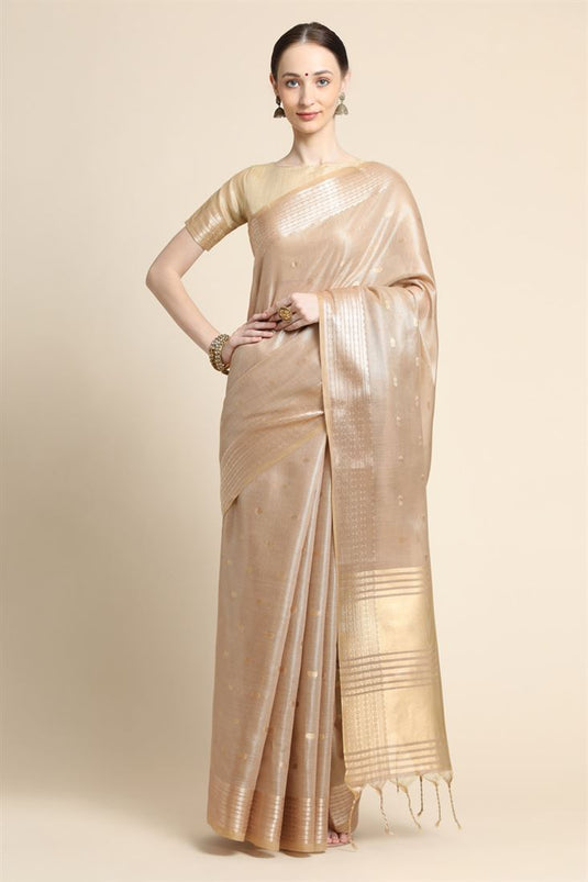 Art Silk Fabric Embellished Regular Wear Coffee Color Saree