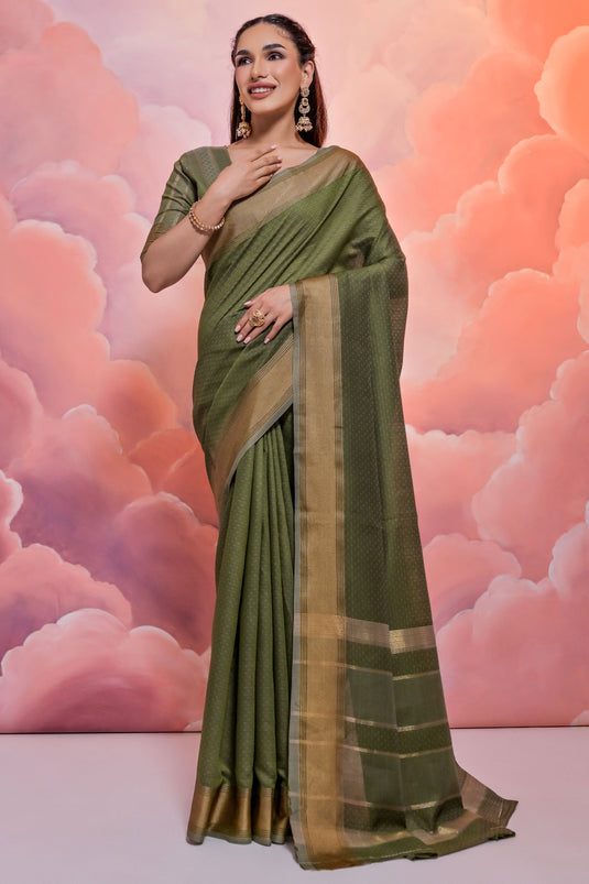 Maroon Silk Cotton Saree with Zari Border, Borderless Design and Matching Blouse