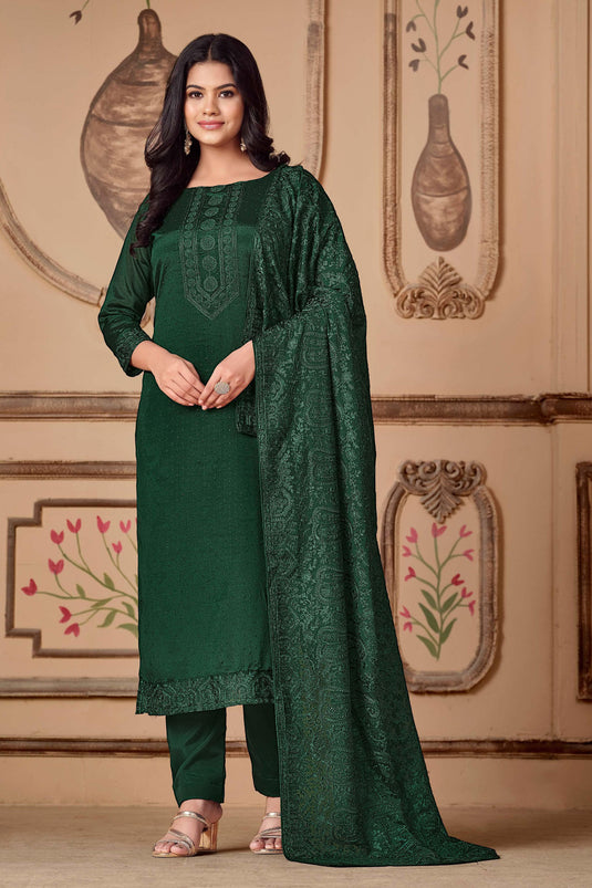 Buy Dark Green Designer Net Straight Salwar Suit | Straight Salwar Suits