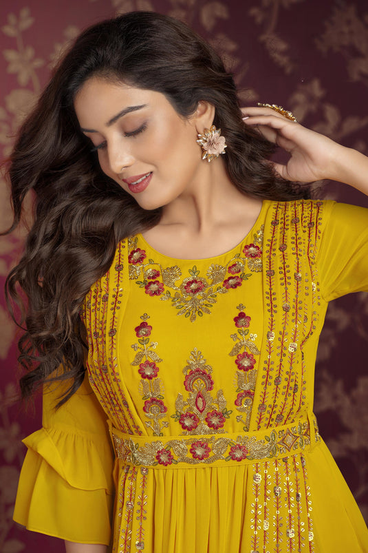 Graceful Yellow Colour Gown – TheDesignerSaree
