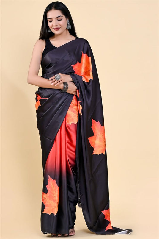 Buy Satin Sweetheart Neckline Digital Print Sarees Online for Women in USA